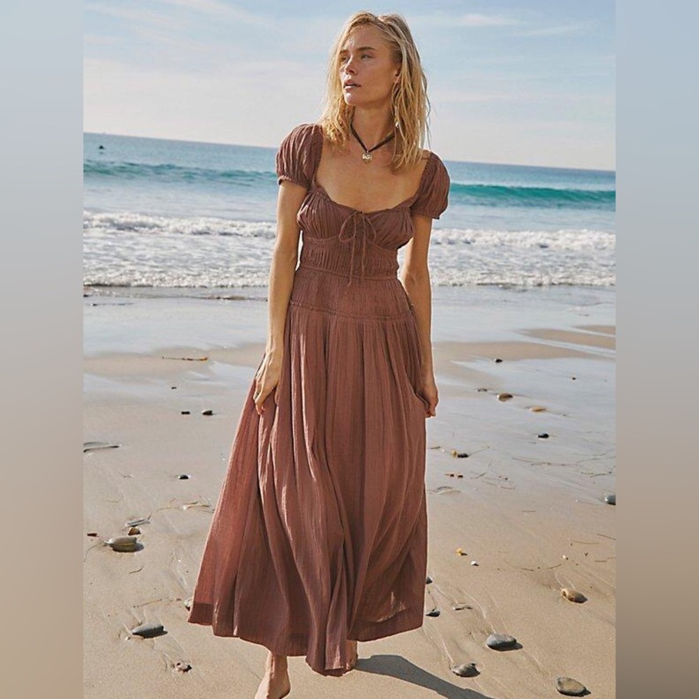 Free People Feeling Bonita Strappy Back Dress in Mocha-XS-NWT